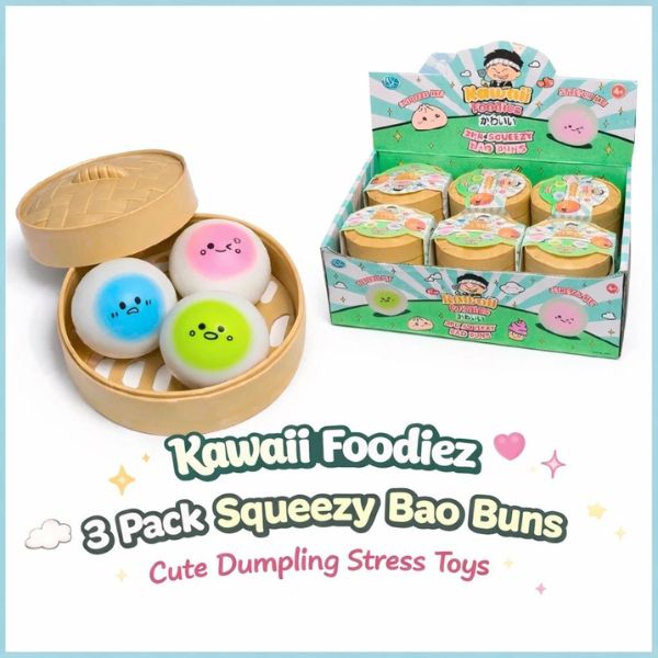 Kawaii Foodiez Squeezy Bao Buns 3 pack Dumpling 4.5cm