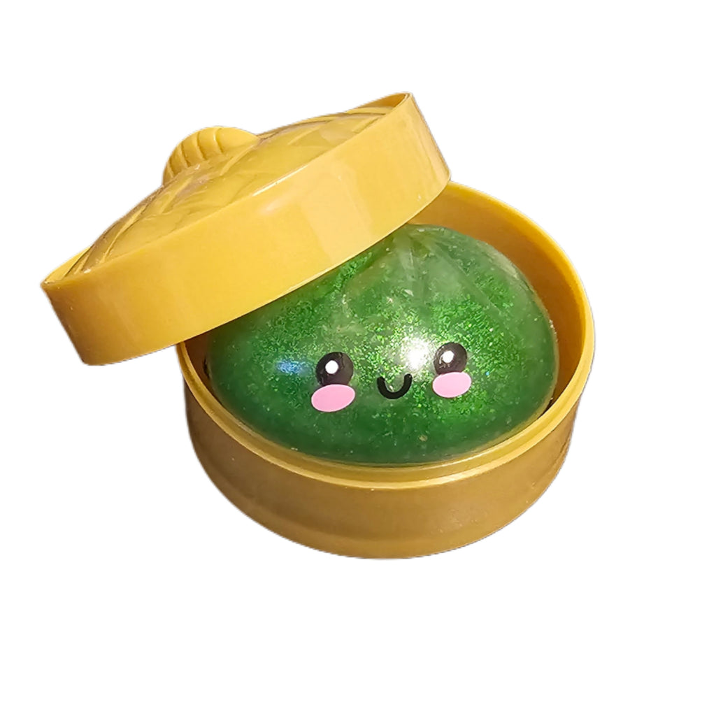 Squishy Glitter Bao Dumpling in Steamer Basket 8.5cm